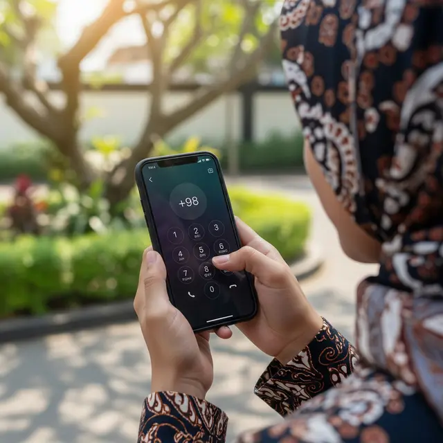 Menelepon Iran dari Indonesia Menggunakan Kode +98 (AI Generated)