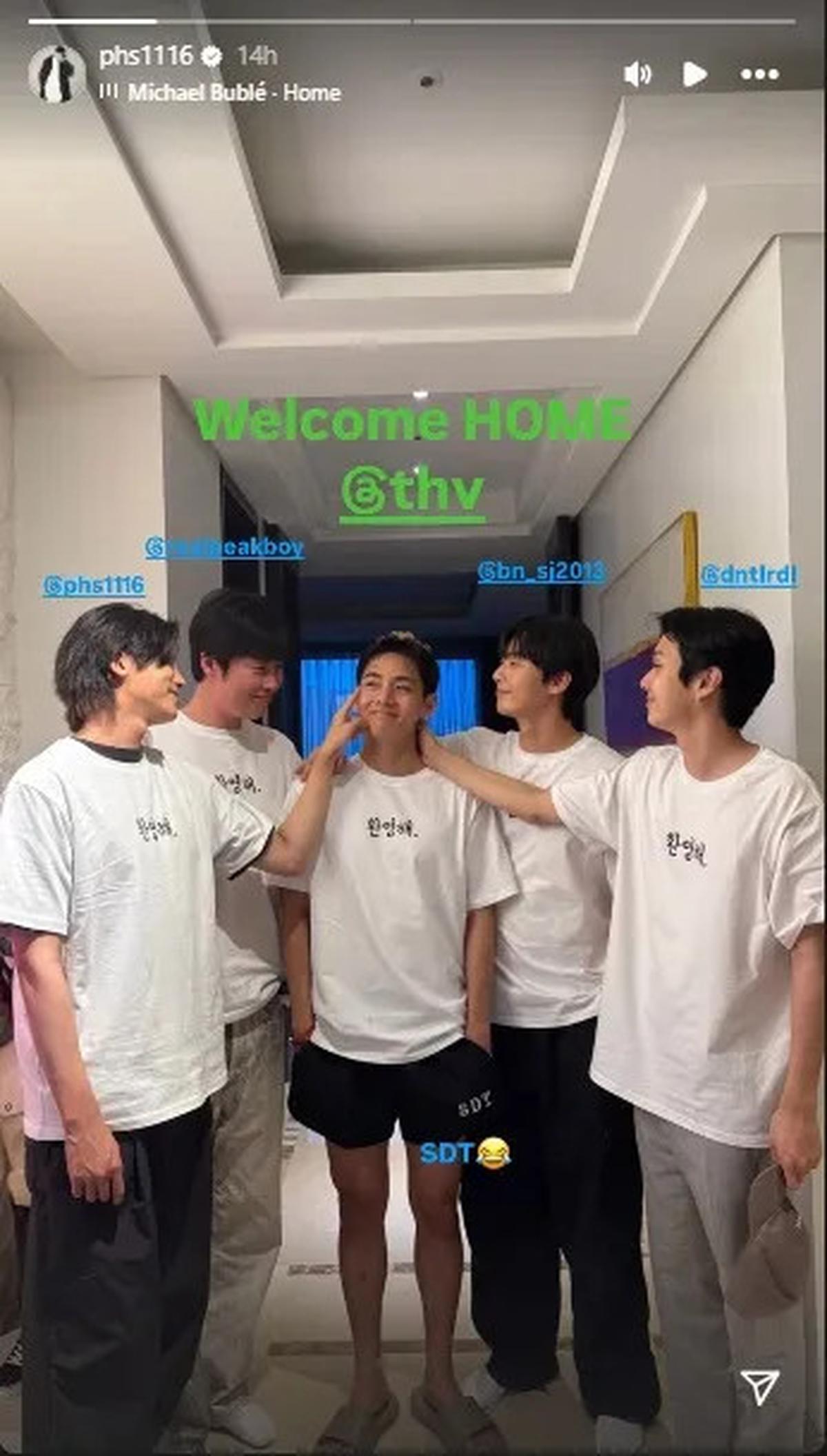 V BTS Pulang Wamil, Wooga Squad Menyambut Anak Kesayangan Para Hyung