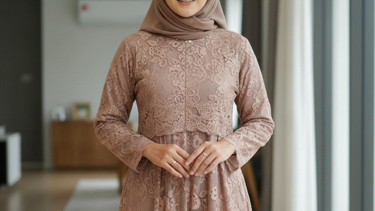 10 Gamis Batik Brokat Warna Netral Favorit 2026, Cocok untuk Berbagai Acara