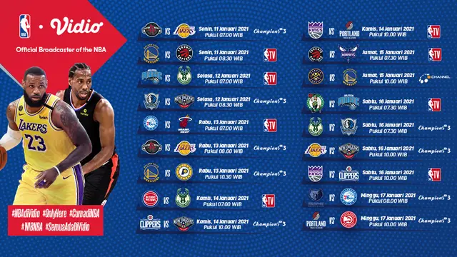 Jadwal NBA Matcweek 4 di Vidio