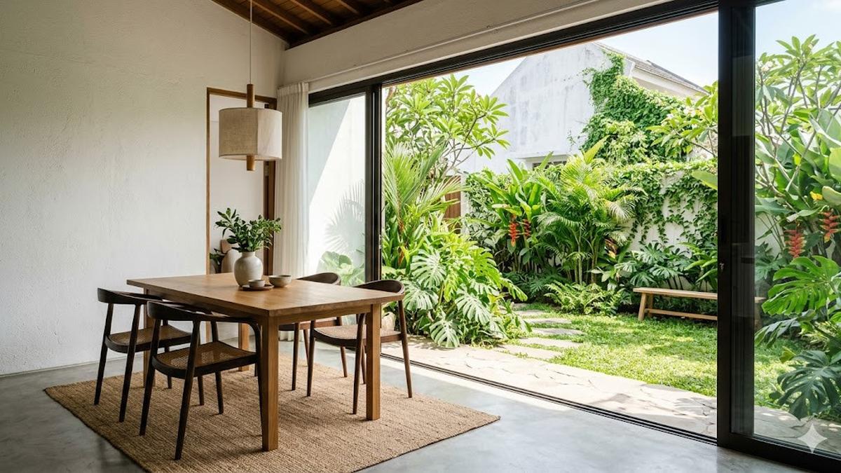 7 Desain Rumah dengan Ruang Makan Menghadap Kebun Belakang yang Nyaman dan Fungsional