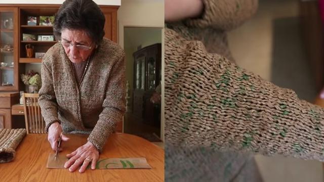 Rosa Ferrigno dan baju rajutnya.