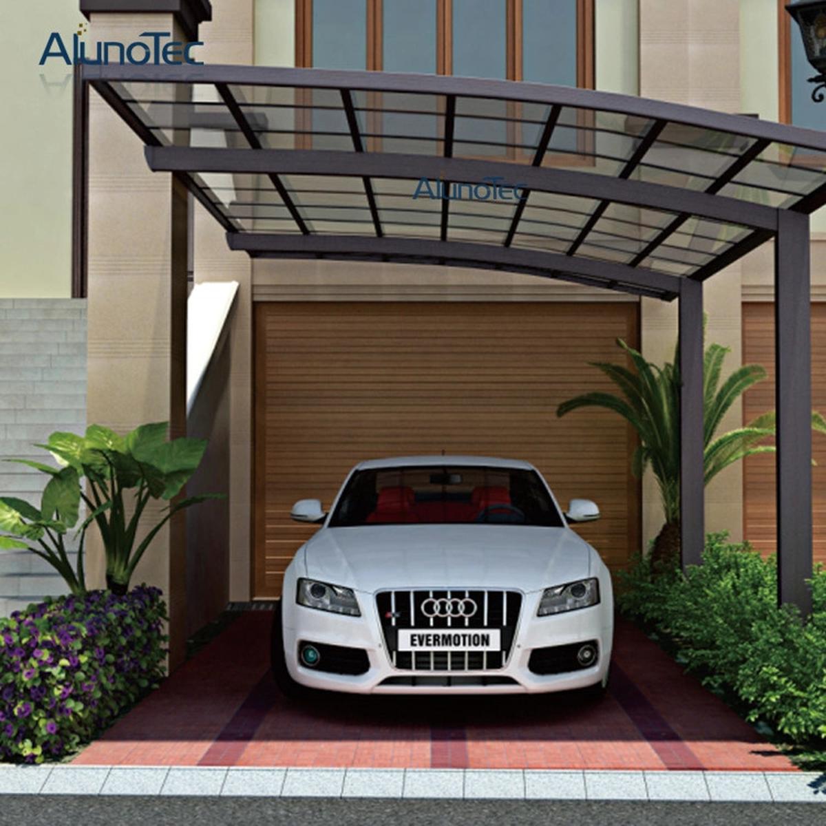 Modern Sunshade Aluminum Polycarbonate Roof Single Grey Carport
