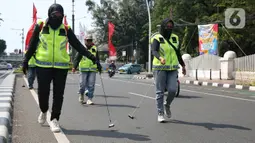 Penyisiran dilakukan di sepanjang jalan Medan Merdeka Timur, Jakarta. (Liputan6.com/Angga Yuniar)