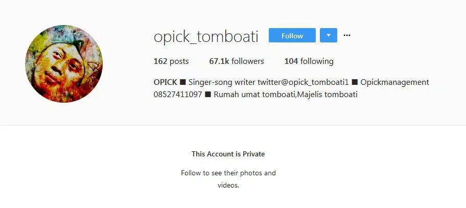 Akun Instagram Opick (Instagram/opick_tomboati)