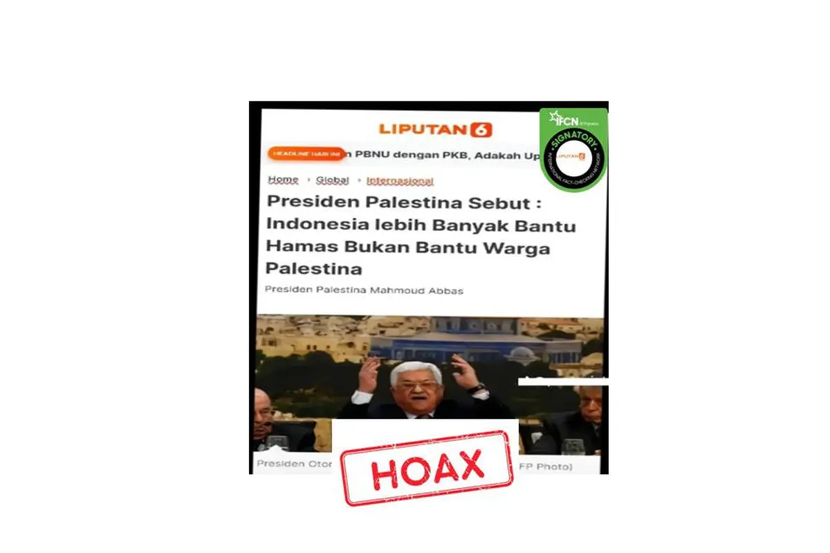 Cek Fakta artikel Liputan6 terkait Presiden Palestina