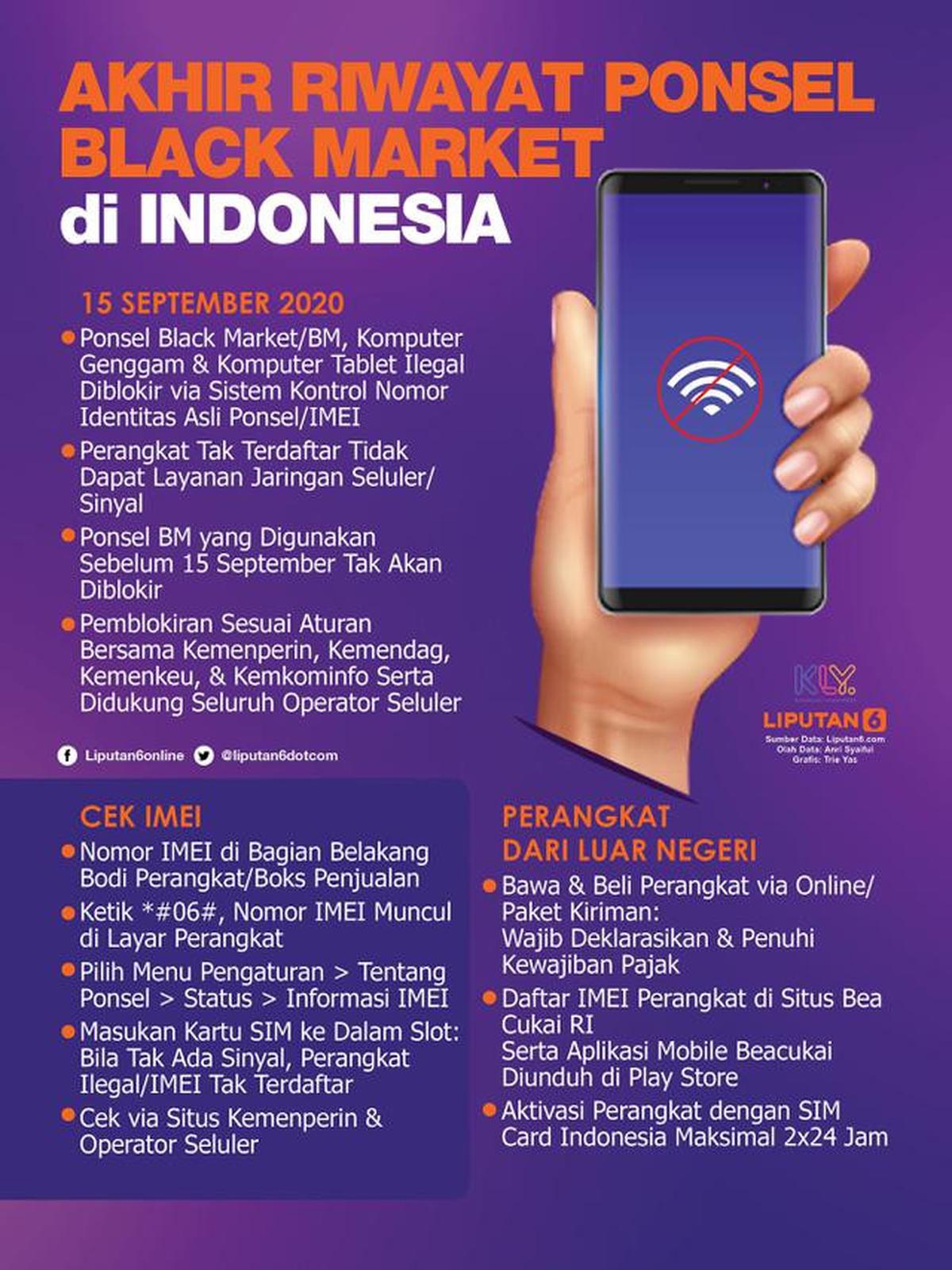 Infografis Akhir Riwayat Ponsel Black Market di Indonesia. (Liputan6.com/Trieyasni)