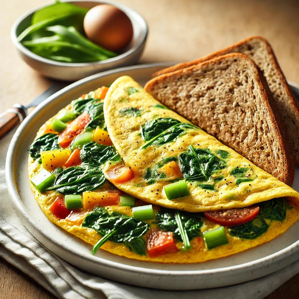 3. Omelet Sayuran dengan Roti Gandum