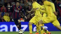Lionel Messi mencetak gol keduanya. Foto: Lluis Gene / AFP / Getty Images