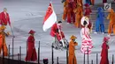 Atlet Para Games dari berbagai negara melakukan defile saat pembukaan Asian Para Games 2018 di Stadion Utama Gelora Bung Karno, Jakarta, Sabtu (6/10). Asian Para Games 2018 berlangsung 6-13 Oktober. (Liputan6.com/Helmi Fithriansyah)