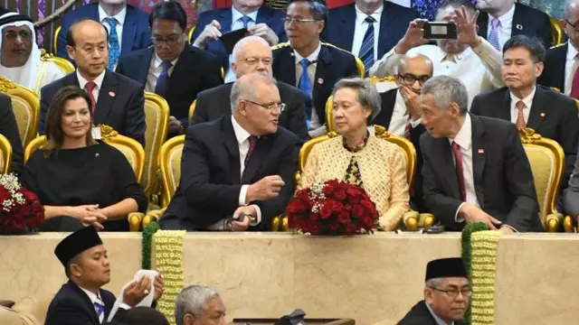PM Australia Scott Morrison merupakan salah satu dari sejumlah Kepala Pemerintahan negara-negara sahabat Indonesia yang menghadiri pelantikan Presiden Joko Widodo dan Wapres Ma'ruf Amin di Jakarta, Minggu (20/10/2019). (Twitter: @DubesAustralia)