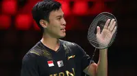 Pebulu tangkis tunggal putra Shesar Hiren Rhustavito menjadi penentu kemenangan Indonesia atas Chinese Taipei pada laga Grup A Piala Thomas 2020 di  Ceres Arena, Aarhus, Denmark, Rabu (13/10/2021). Indonesia menang 3-2. (foto: BWF-Limited Access)