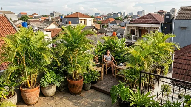 Jenis Tanaman Tahan Panas dan Hujan untuk Rooftop Rumah (Foto: Gemini AI)