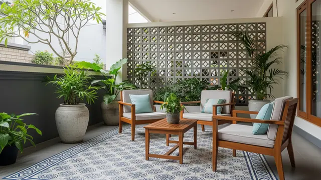 Model Teras Depan Rumah dengan Lantai Dinding