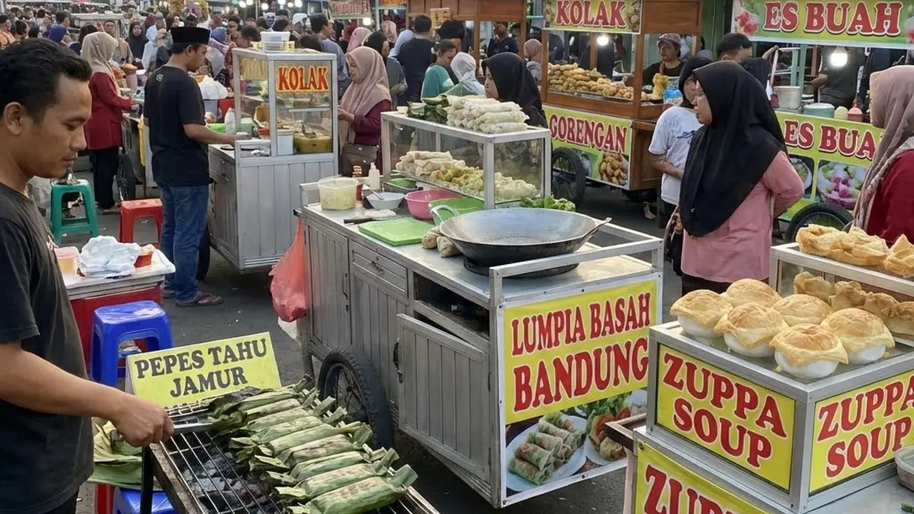 Ramainya penjual takjil tanpa digoreng (Gemini AI)