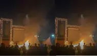Konser musik Lentera Festival 2024 yang sedianya digelar di Tangerang batal digelar dan malah berujung kerusuhan penonton hingga panggung dibakar massa yang mengamuk. (Liputan6.com/ Dok Ist)