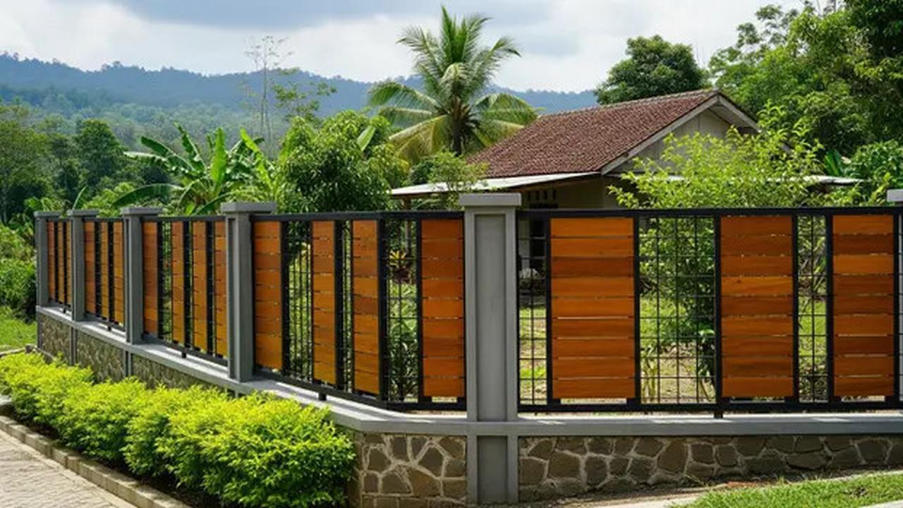 8 Desain Pagar Besi Kombinasi Kayu dan Batu Alam, Bikin Hunian Tampak Modern