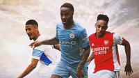 Ilustrasi - William Saliba, Raheem Sterling, Pierre-Emerick Aubameyang (Bola.com/Adreanus Titus)