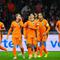 Pemain Timnas Belanda merayakan gol Tijjani Reijnders ke gawang Lituania di Grup G Kualifikasi Piala Dunia 2026 zona Eropa di Amsterdam, Selasa (18/11/2025) (AP Photo/Peter Dejong)