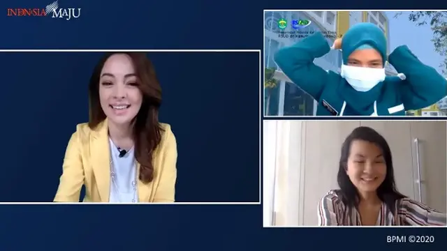 Dokter Debryna dan perawat Rustina Susanti saat berbincang dengan dokter Reisa Broto Asmoro (Tangkapan Layar Youtube Sekretariat Presiden)