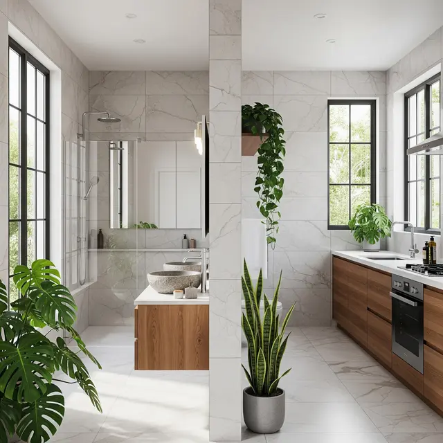 Desain Kamar Mandi Bersebelahan dengan Dapur