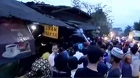 Sebuah mobil Pajero menabrak warung makan di Sukabumi (Liputan 6 SCTV).