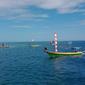 Puluhan perahu nelayan Suku Bajo saat menyambut kedatangan tamu di Pulau Nain, Minahasa Utara.