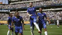 Selebrasi Cole Palmer dalam laga Chelsea vs PSG di final Piala Dunia Antarklub 2025, Senin (14/7/2025). (AP Photo/Frank Franklin II)