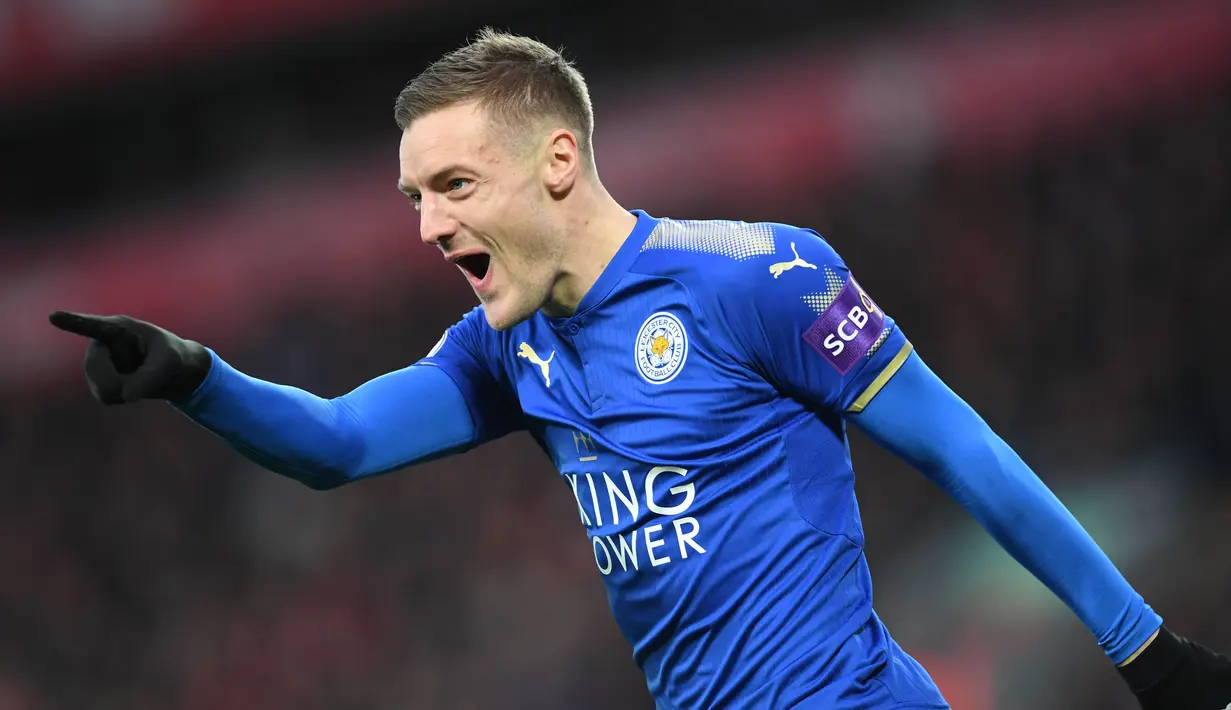 6. Jamie Vardy (Leicester City) - 14 Gol (4 Penalti). (AFP/Paul Ellis)
