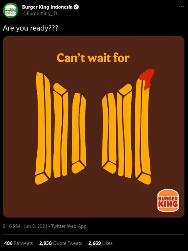 Unggahan Burger King. (Twitter/ BurgerKing_ID)