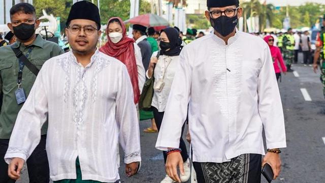 Menparekraf Sandiaga Uno bersama Juru Bicaranya, Rian Septrianto Maulana. (Ist)