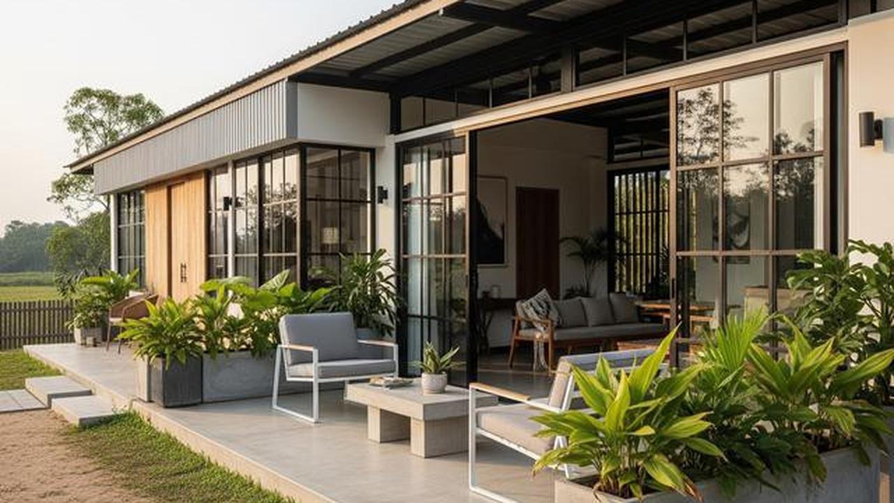 7 Desain Rumah Kampung 1 Lantai dengan Teras Lebar yang Sejuk dan Modern ala Pedesaan Estetik