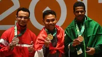 Atlet angkat besi Indonesia, Eko Yuli Irawan, menyumbang emas dari nomor 62 kg putra di Islamic Solidarity Games 2017. (Instagram/@baku2017_official)