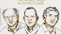 John Clarke (Inggris), Michel H. Devoret (Prancis), dan John M. Martinis (AS) memenangkan Hadiah Nobel Fisika 2025 (Dok. The Royal Swedish Academy of Sciences).