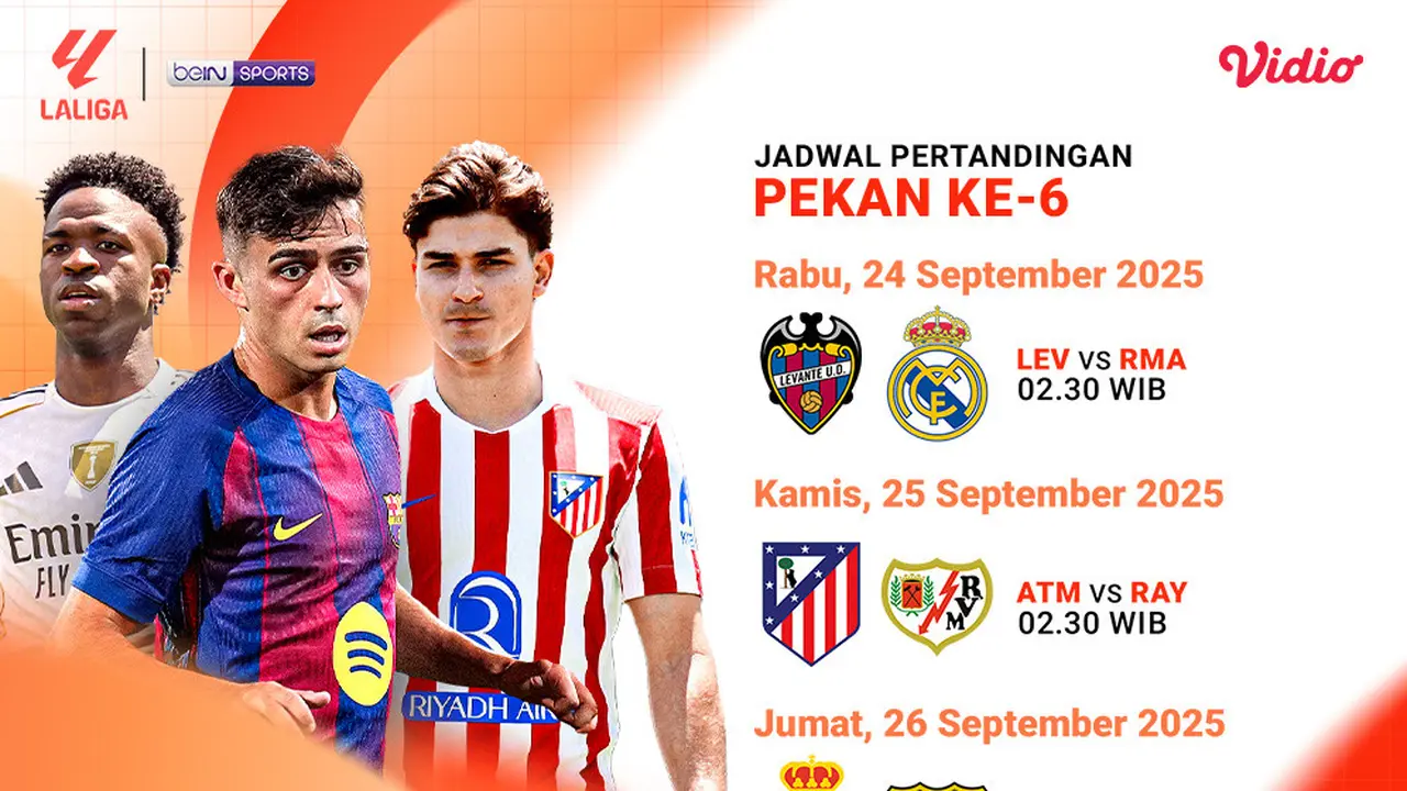 Jadwal LaLiga pekan keenam siaran langsung eksklusif di Vidio. (dok. vidio.com)