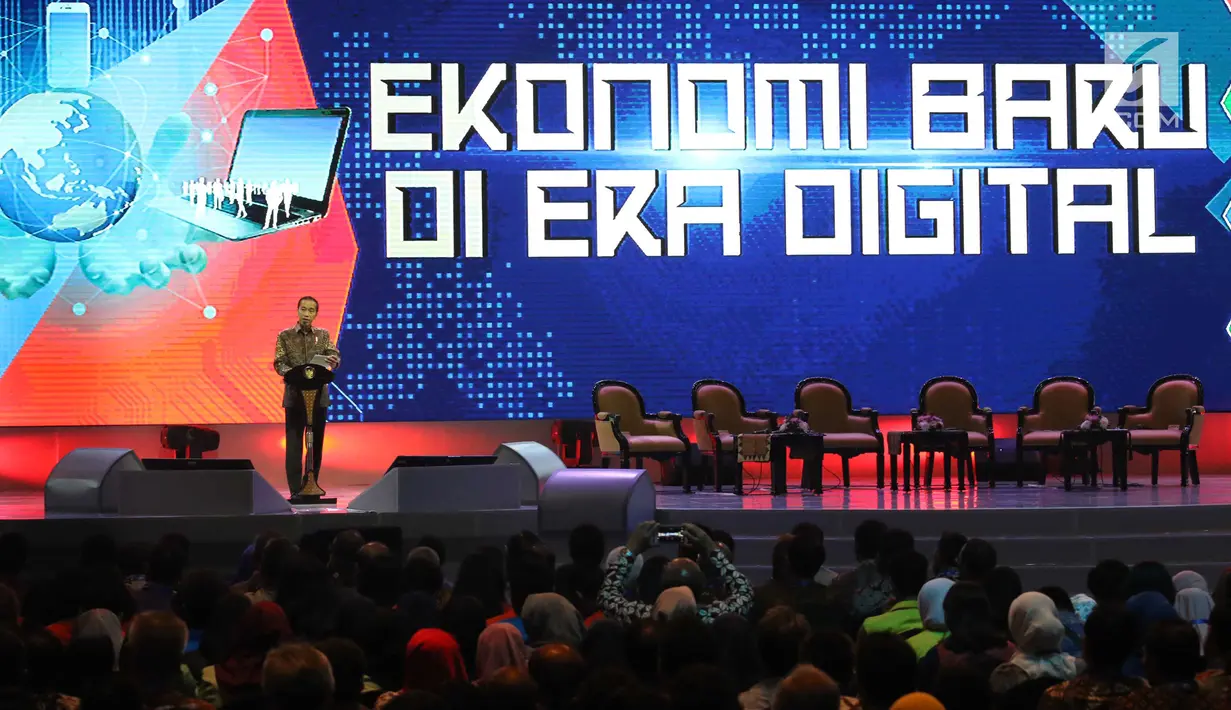 Presiden Joko Widodo (Jokowi) memberikan sambutan saat membuka  Indonesia Business and Development Expo (IBD Expo) di Jakarta Convention Center, Rabu (20/9). IBD Expo diselenggarakan mulai 20 hingga 23 September mendatang. (Liputan6.com/Angga Yuniar)