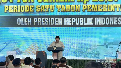 Presiden Prabowo Subianto saat menghadiri pemusnahan 214,8 ton narkoba di Mabes Polri Jakarta Selatan, Rabu (29/10/2025).