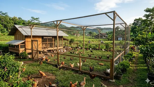 Desain Kebun Ayam dengan Pagar Tinggi