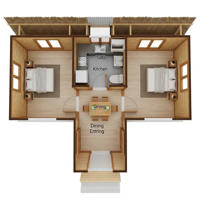 Inspirasi Rumah Kampung Sederhana 2 Kamar dengan Biaya Murah tapi Tetap Terlihat Cantik (Image by Gemini AI)