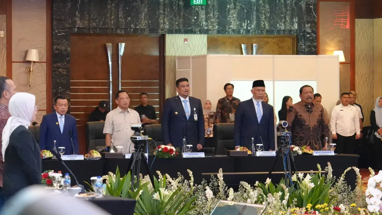 Menteri Dalam Negeri (Mendagri) Muhammad Tito Karnavian saat membuka Rapat Koordinasi Gubernur se-Sumatera di JW Marriott Hotel, Kota Medan, Sumatera Utara, Rabu (9/9/2026) (Istimewa)