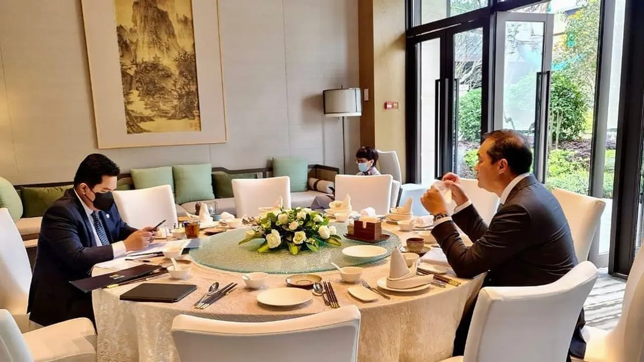 Menteri BUMN Erick Thohir, Menlu Retno, dan Mendag M Lutfi mengadakan pertemuan bilateral di China