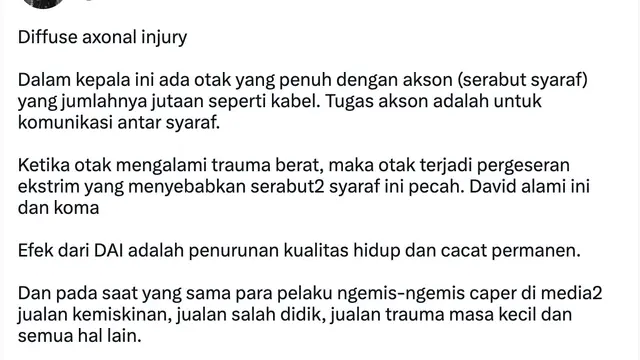 Cuitan Jonathan Latumahina ayah David Ozora. (Foto: Twitter @seeksixsuck)