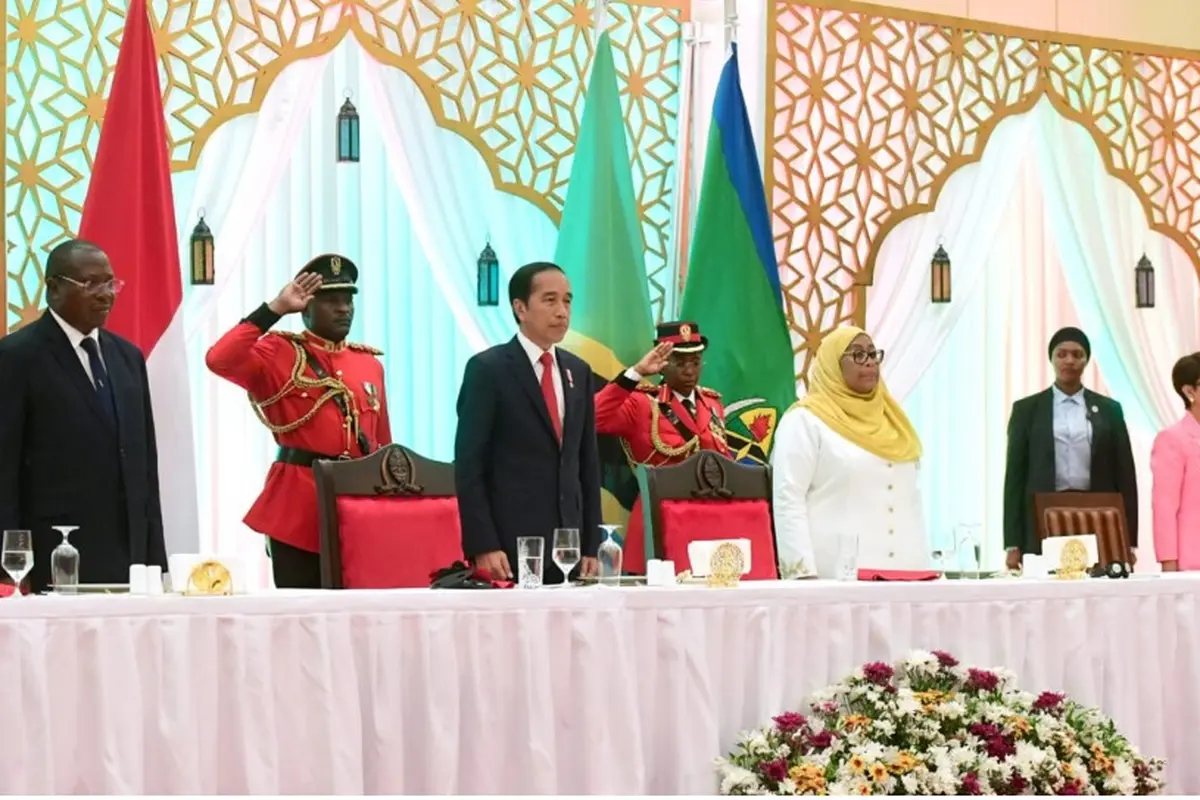Presiden Joko Widodo atau Jokowi Saat Hadiri Jamuan Santap Siang Kenegaraan oleh Presiden Tanzania