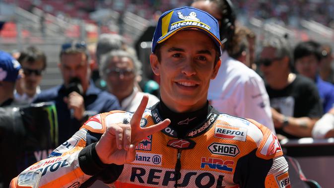 Pembalap Repsol Honda Marc Marquez juara MotoGP Katalunya. (AFP/Lluis Gene)