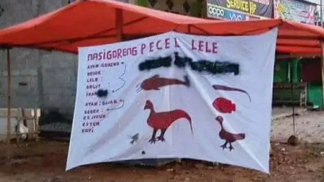 6 Potret Gambar Hewan Nyeleneh di Spanduk Pecel Lele Ini Bikin Dahi Berkerut