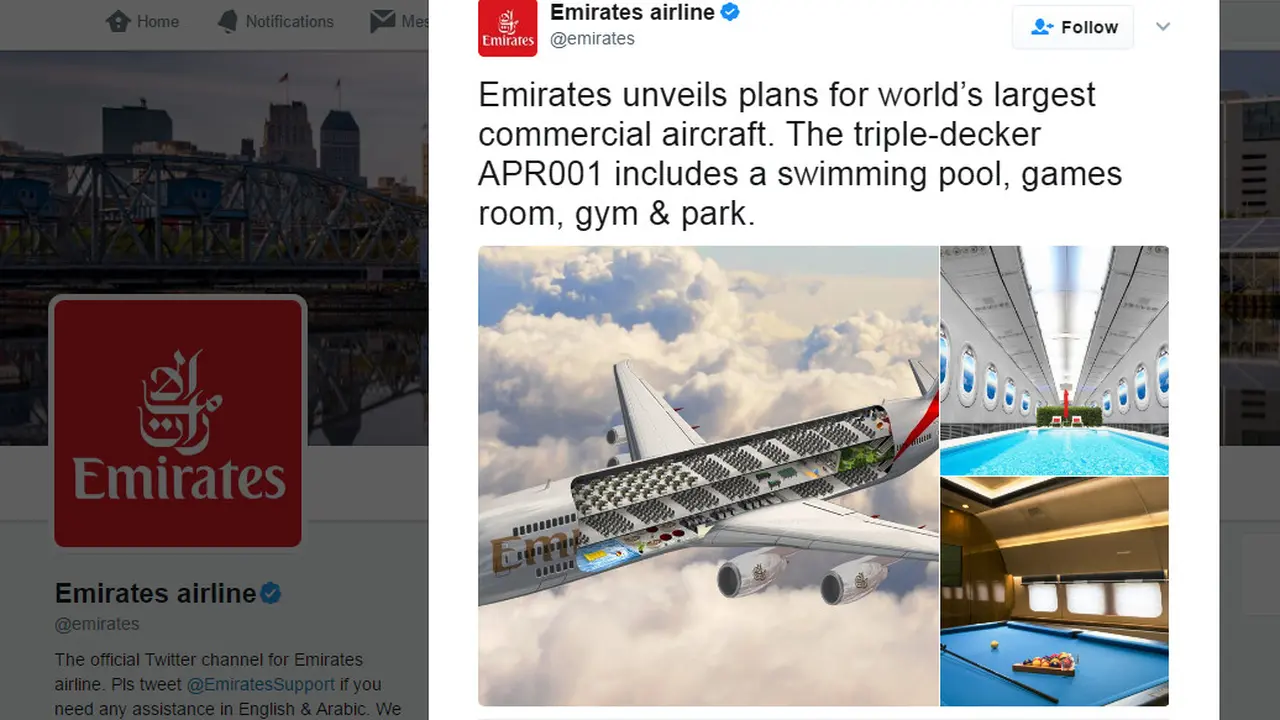 Emirates mengumumkan tampilan pesawat masa depan yang super