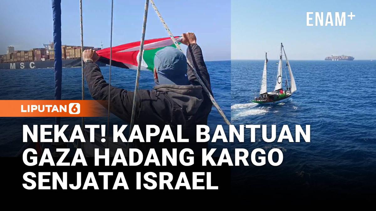 Nekat! Kapal Bantuan Gaza Hadang Kapal Senjata Israel di Tengah Laut
