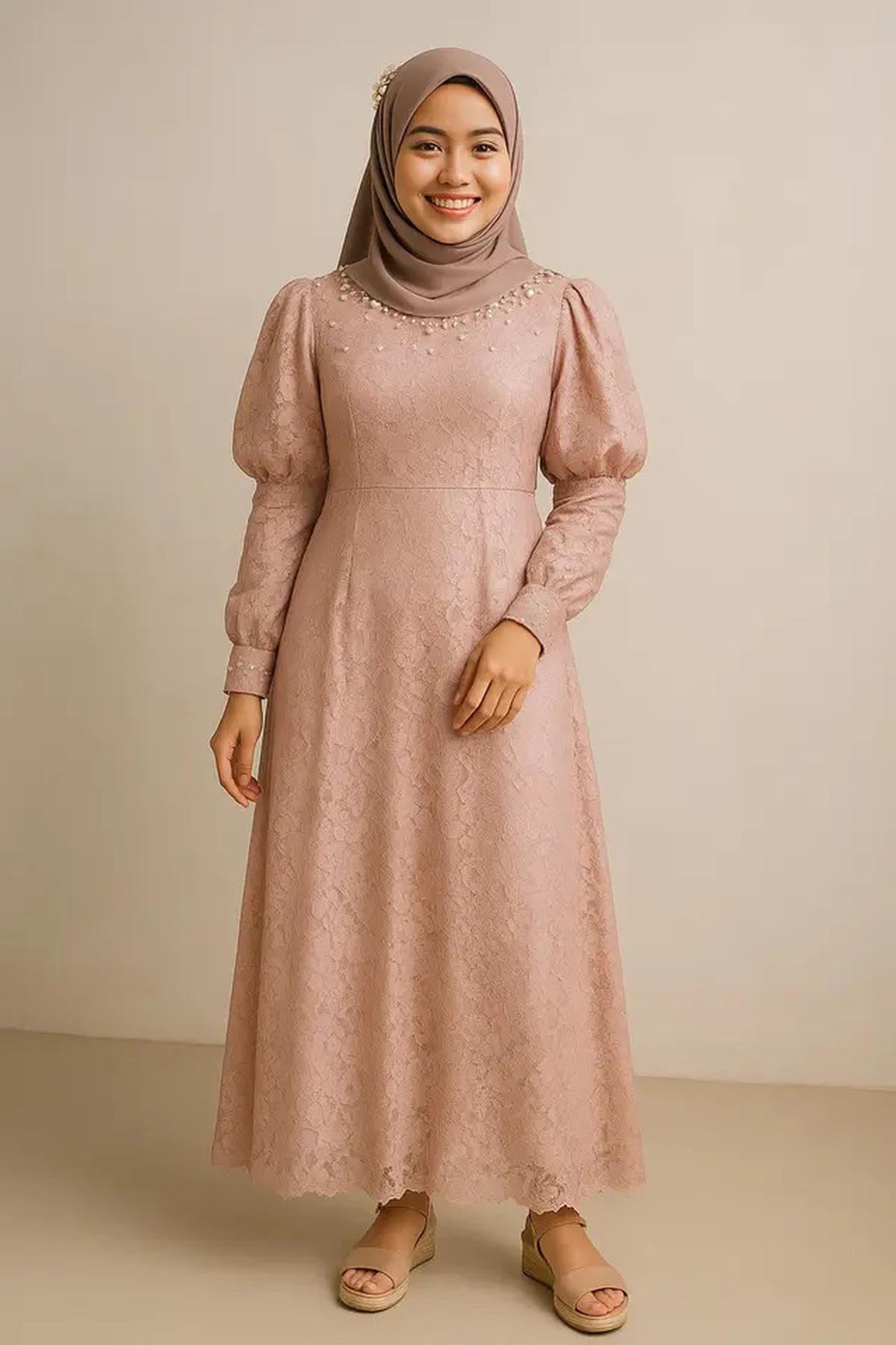 10 Model Long Dress Brokat Kombinasi Payet Terbaru, Stylish untuk Wanita Muda