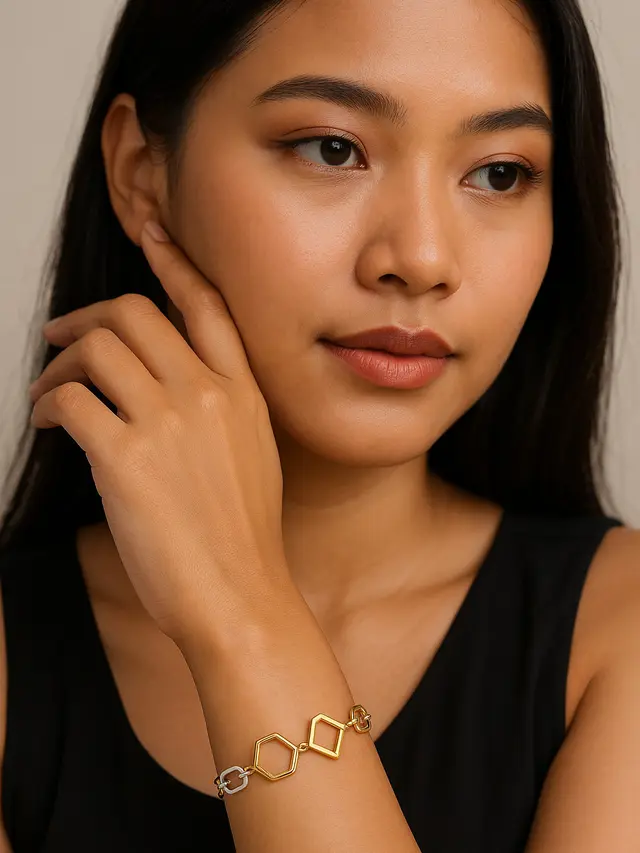 Gelang Emas Rantai Geometris (Foto: ChatGPT)