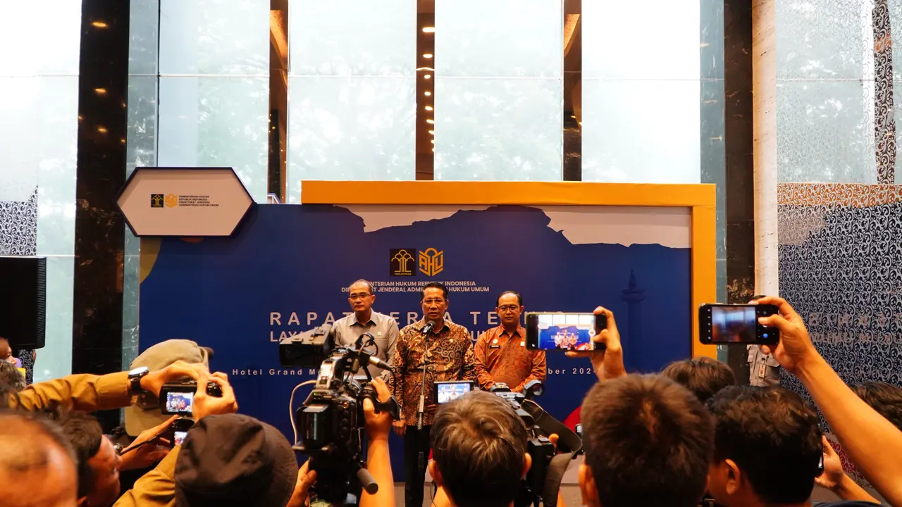 Menteri Hukum Republik Indonesia (Menkum RI) Supratman Andi Agtas saat menghadiri pembukaan Rapat Kerja Teknis Layanan AHU di Jakarta. (Istimewa)